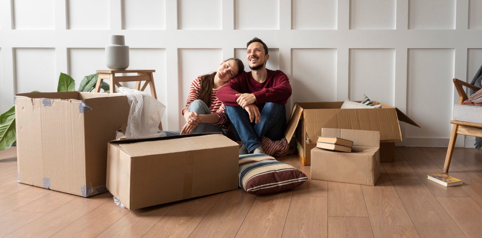 Young couple moving